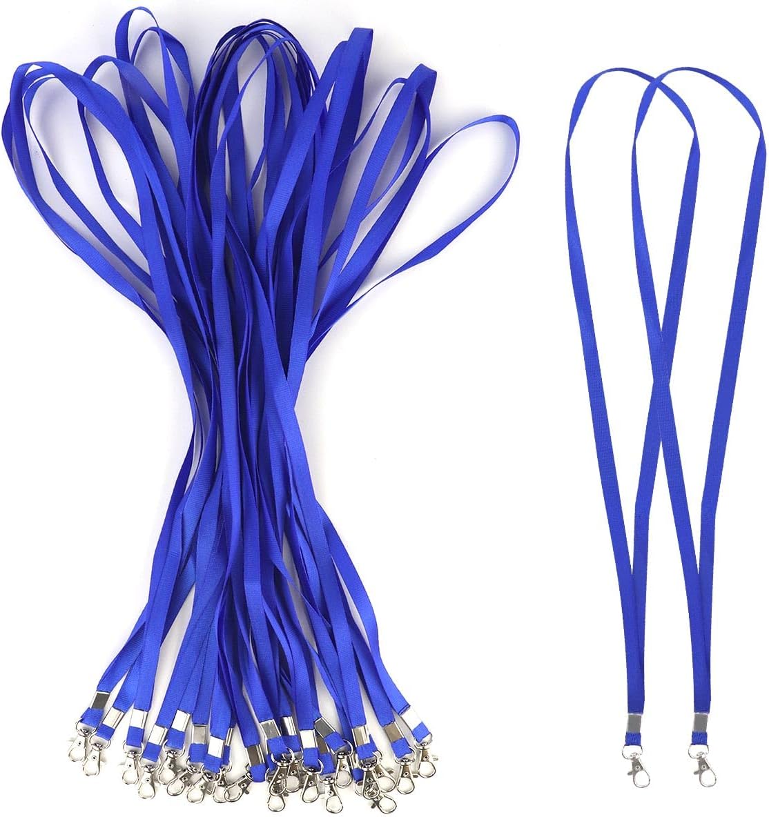 Premium Bulk Navy Blue Lanyards - 17.38 Inch Flat with Clip Swivel Hook Detachable Buckle (20 Pack) 