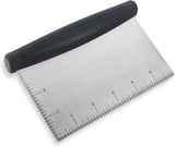 Plastic Bread Scraper Dough Cutter with Measuring Scale Multipurpose Bench Kitchen Tool Pastry for Cake Baking Food Pizza Stainless Steel and Chopper Knife (Black) 