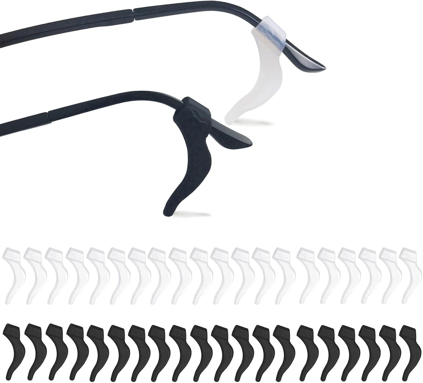 20Pairs Glasses Anti-slip Silicone Ear Clip, Glasses Holder With Storage Box, Safety Eyewear Retainers, Eyeglass Ear Grips for for Sports Glass Sunglasses Reading (10 Black 10 white)