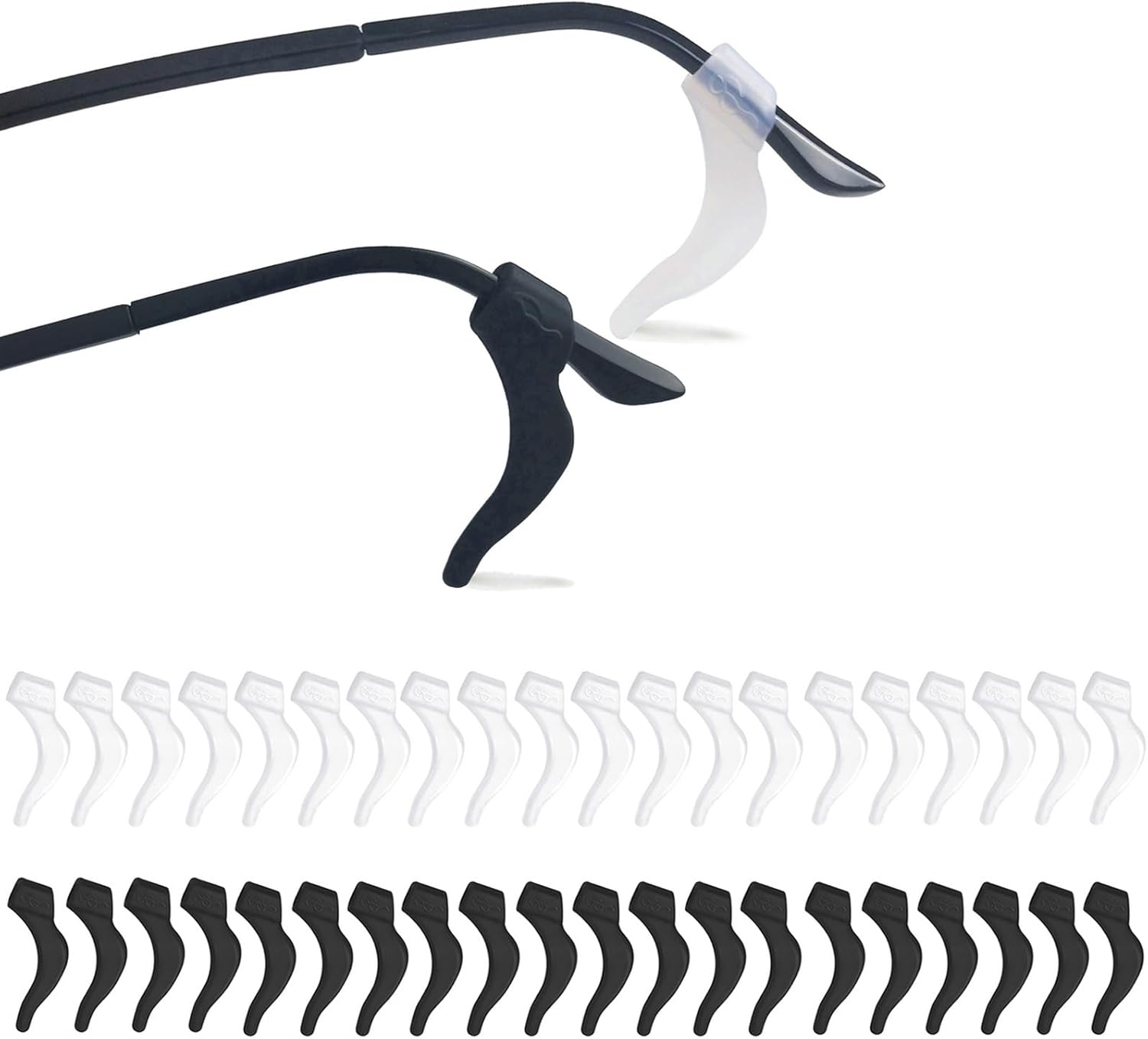 20Pairs Glasses Anti-slip Silicone Ear Clip, Glasses Holder With Storage Box, Safety Eyewear Retainers, Eyeglass Ear Grips for for Sports Glass Sunglasses Reading (10 Black 10 white)