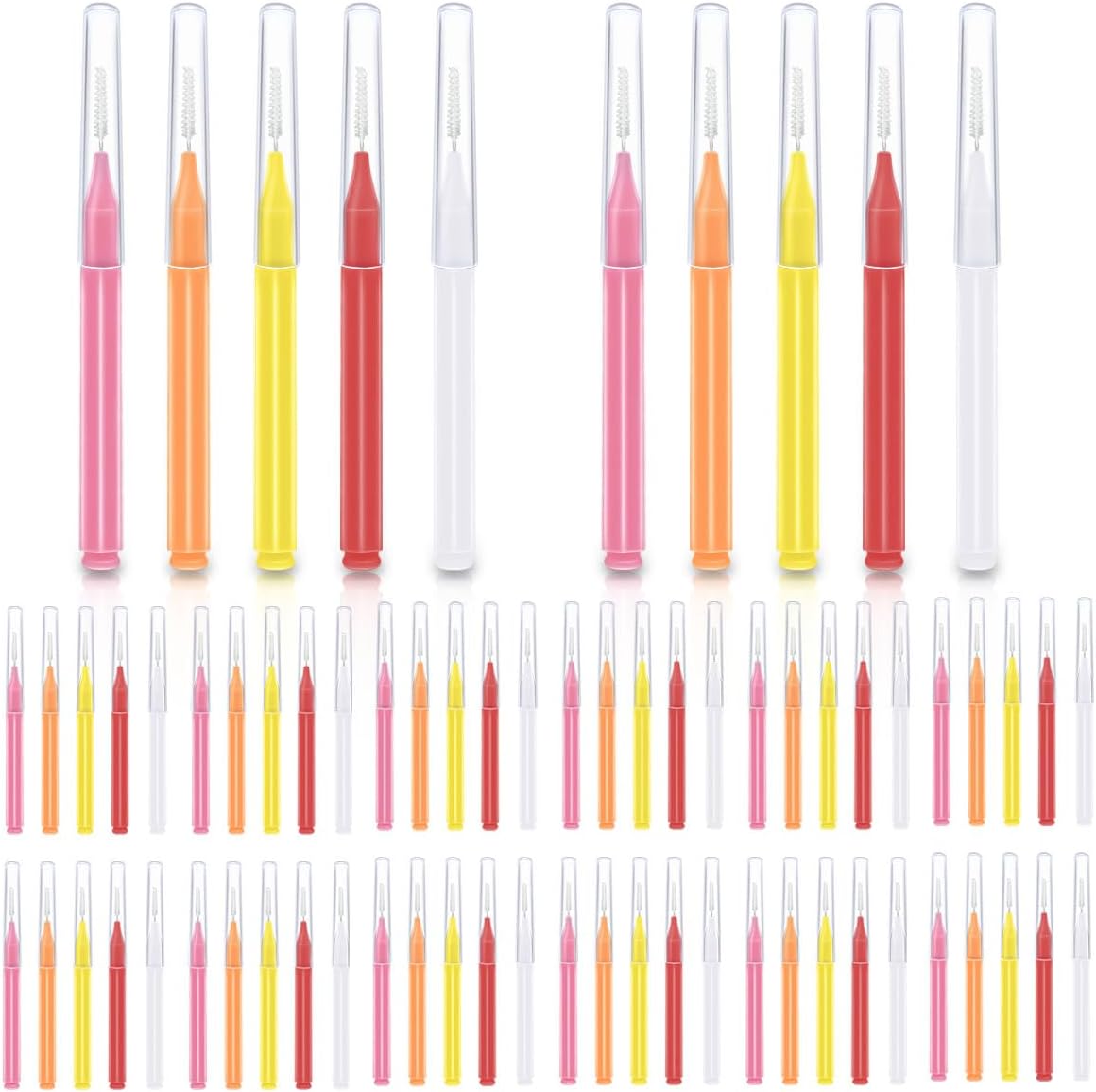 75 Pieces Braces Brush for Tooth Dental Flossing Toothpick Interdental Cleaning Oral Tool Hygiene Bendable Flosser Head Cleaner 5 Colors Floss 