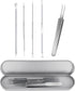 Blackhead Remover Tool Pimple Popper Kit 5 Pack Extractor Tools with Case Comedone Zit Acne Blemish Whitehead Removal Professional Stainless Steel for Face Nose 