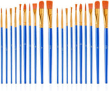 20 Pcs Paint Brushes Painting Brush for Acrylic Oil Watercolor Flat and Round Set Washable Artist Small Bulk Toddler Hog Bristle Art Pack 