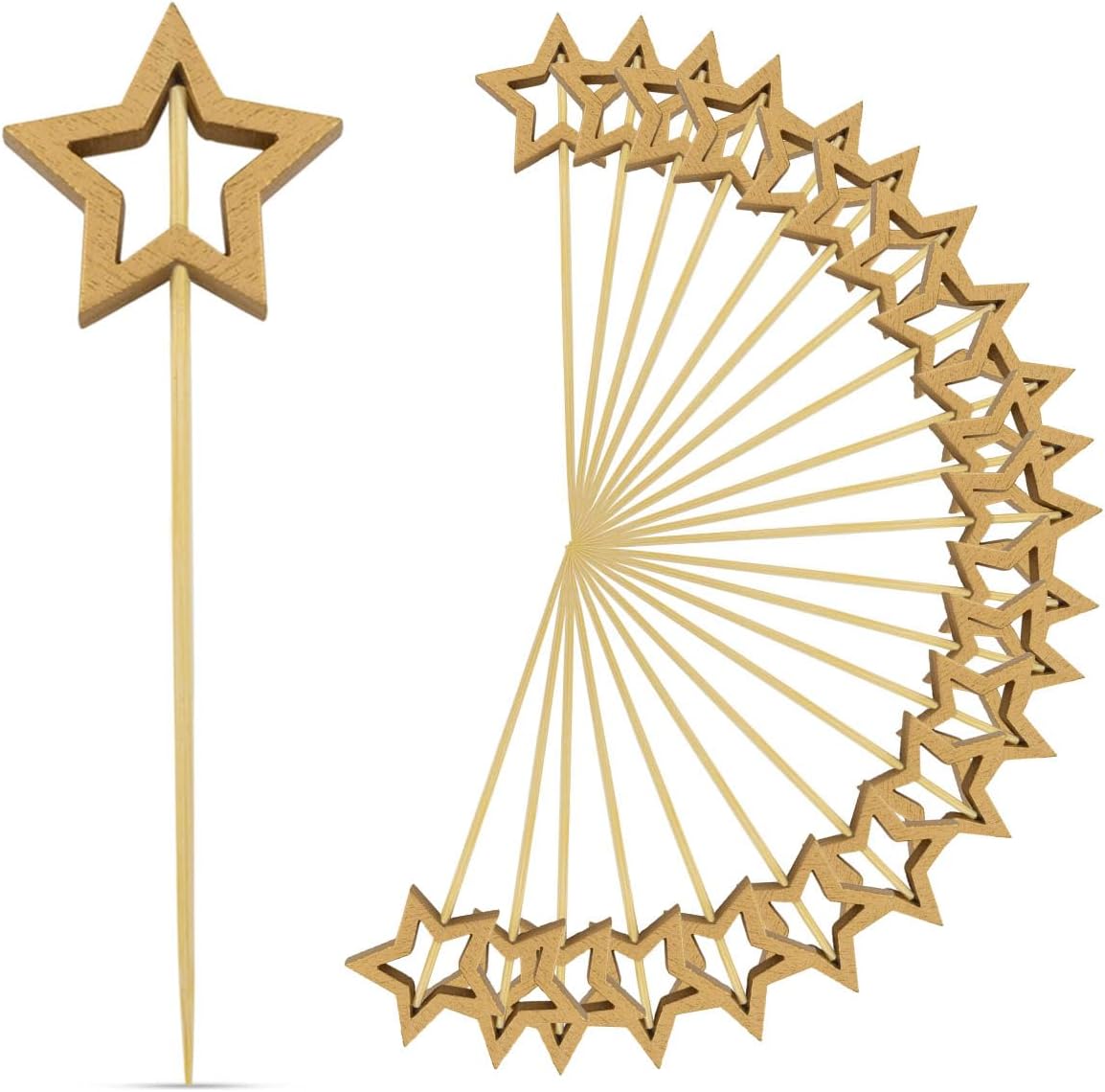 Little Star 100 Pack Cupcake Toppers - Glitter Cake Gold for Wedding, Baby Shower & Valentine's Day 