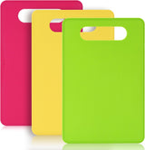 Plastic Cutting Board Set, 3 Pack Small Chopping Boards for Kitchen, BPA-Free, Dishwasher Safe, Color Coded Pads Meat Vegetable Fruit, Easy Grip Handle, Non-Slip, Space Saving  11.4"L x 7.5"W 0.08"Th