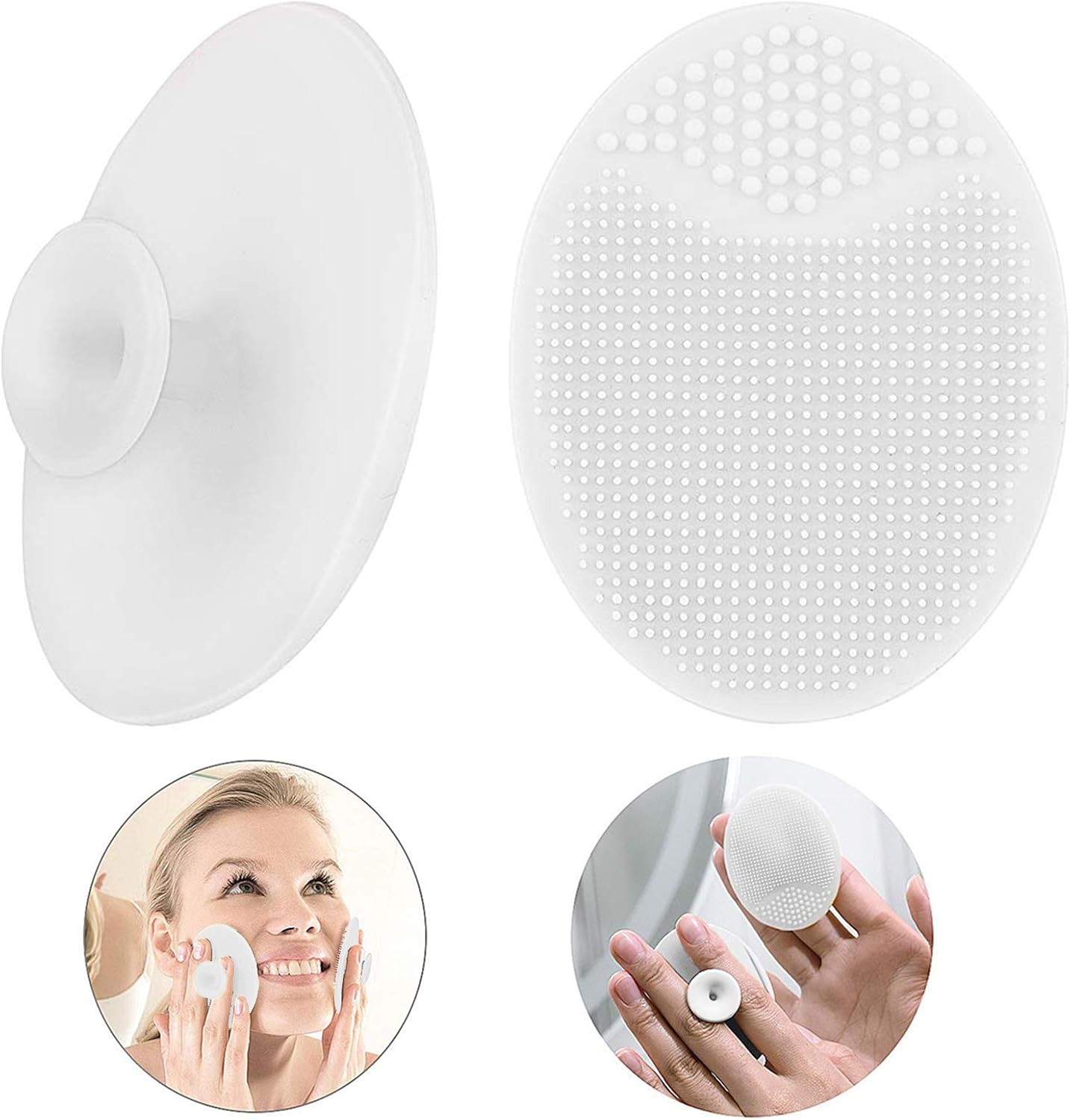 Silicone Face Scrubbers Exfoliator Brush-Facial Cleansing Brush Blackhead Scrubber Exfoliating Pads Precision Pore Pad Acne Removing Brush-2 Pack, White 