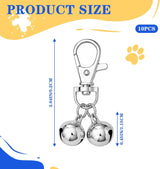 10 PCS Small Bell for Dog Collar Loud Bells for Cat Collars Mini Sliver Training Bells Cat Loud Bell Necklace with Heavy Duty Snap Clips Pet Pendant for Dogs Pets Tracking Training Christmas Gift