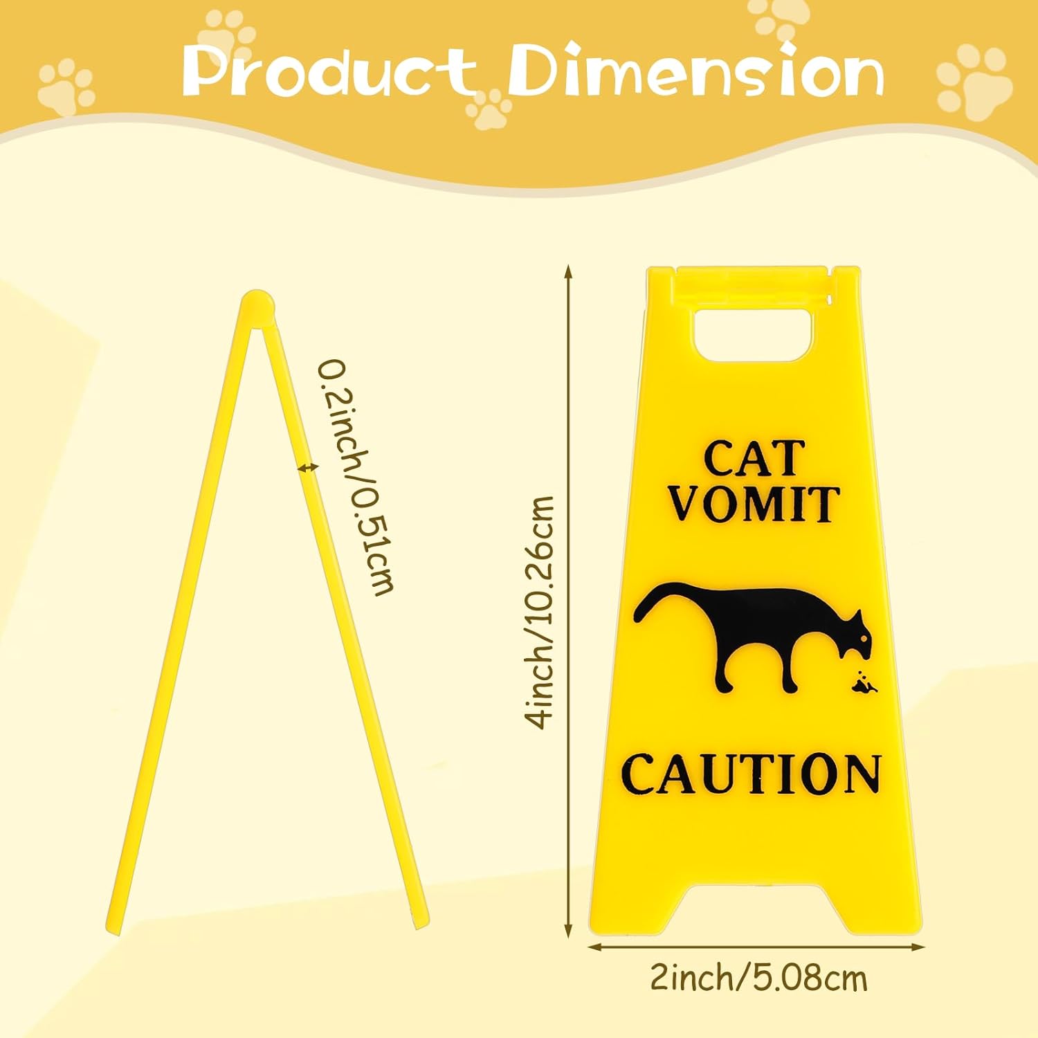 Xindojuz 3 PCS Cat Vomit Caution Sign, 3D Double-sided Printed Funny Cats Warning Signs Decor, Mini Novelty Table Desk Plaque, Perfect Gag Gifts for Cat Lovers and Humor Enthusiasts (4 Inch, Yellow)