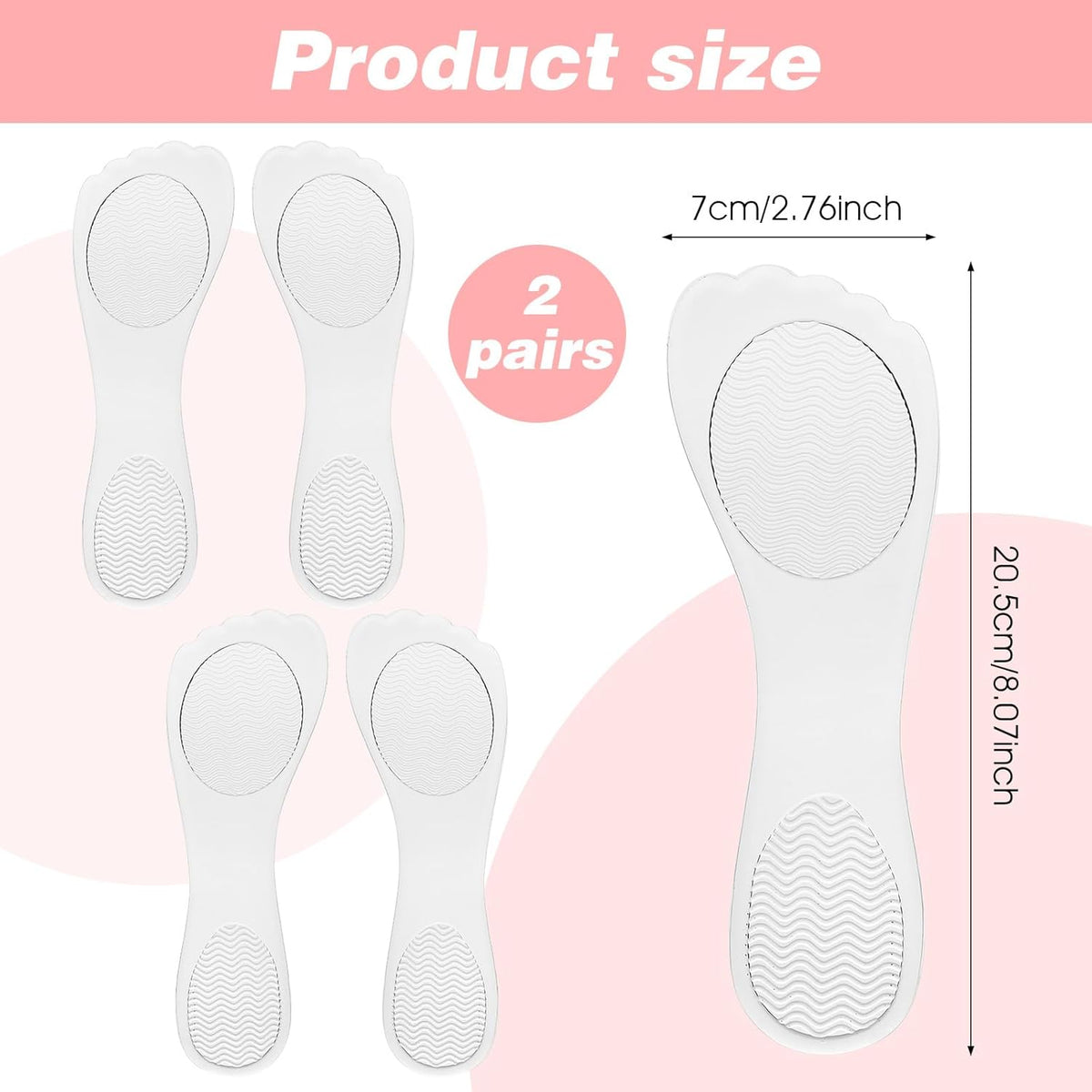 2 Pair Gel High Heel Inserts for Women, 3/4 Length Clear Shoe Inserts for Women, Comfort Pads Non-Skidding Adhesive Shoe Support Cushion Insoles for High Heels for Sandals Flats Boots Pumps