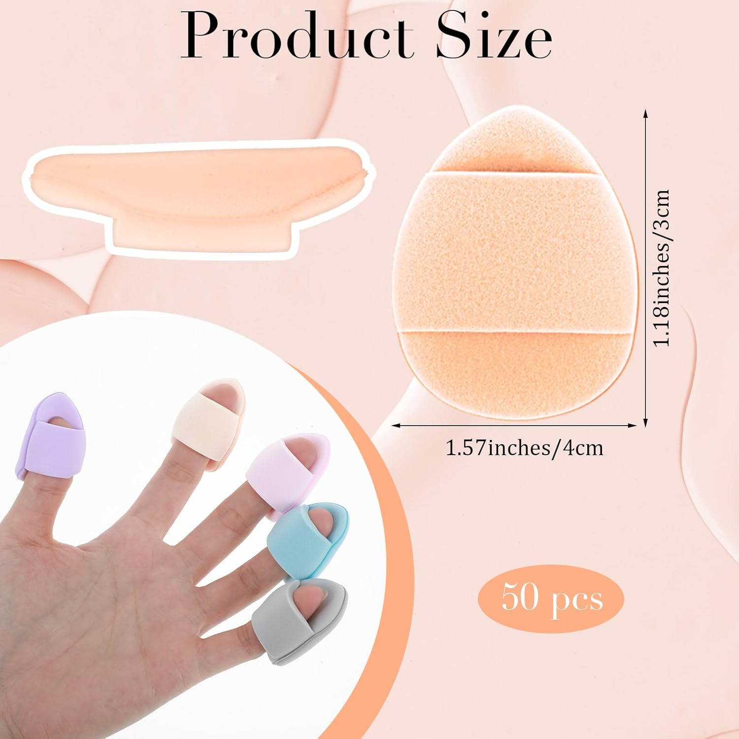 50 Pcs Mini Makeup Sponge Set Mini Finger Puff Puff Reusable Soft Microfiber Small Foundation Cosmetic Finger Soft Puffs Setting for Women for Under Eye Concealer Repair Cream