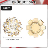 20 PCS Rhinestone Buttons, Crystal Flower Button Jewels for Crafts Flat Back Embellishments for Women Girls Jewelry Making DIY Craft Wedding Hair Bouquet Home Decoration Party Accessory (12 mm, Gold)