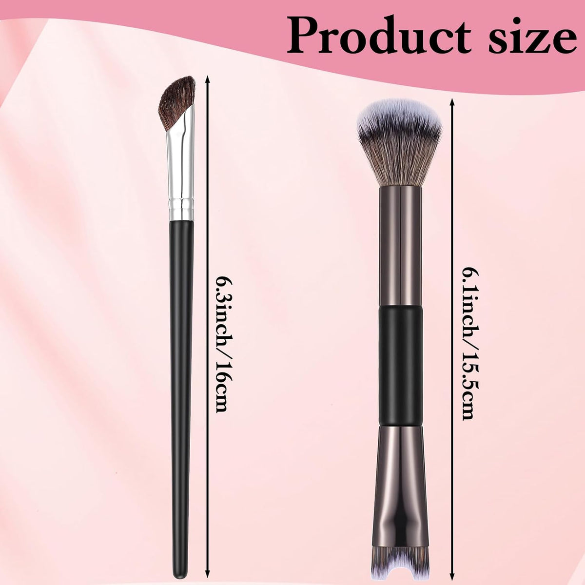 2 PCS Nose Contour Brushes for Makeup, 2-in-1 U-Shaped Fluffy Angled Tilt Brush for Precise Nose Sculpting and Defining, Mini Noses Contour Brush for Makeup Artists (Black and Gray)