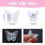 12 PCS Small White Butterfly Hair Clips for Girls, Mini Butterfly Hair Accessories Cute Side Bangs Tiny Butterfly Claw Clips Metal Braided Hair Clips for Women Girls Little Baby Kids (Clear)