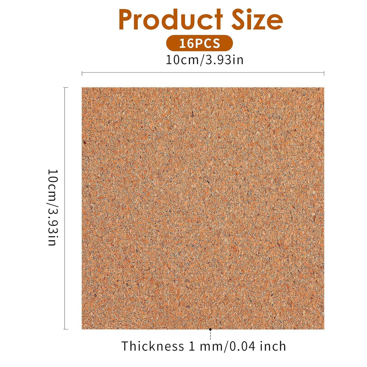 Xindojuz 16 PCS Cork Backing for Coasters, Self-Adhesive Cork Sheet Bulk, Mini Wall Board Corks on Tiles Bottom for Thin Drink Coasters Cup Mats DIY Crafts Making Decorations (4x4 Inches)