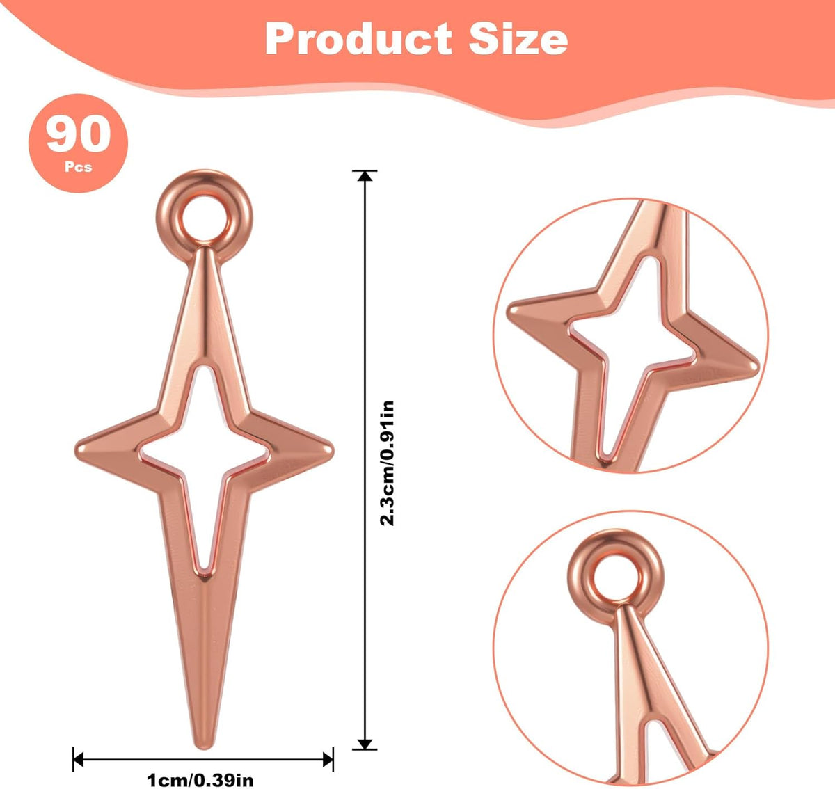 90 PCS Gold Silver Star Pendant Charm, Star Charms for Jewelry Making Mini Jewelry Making Pendants Hollow Four Pointed Stars Charms for Earrings Bracelets Necklace DIY Craft Supplies Pendants Crafting