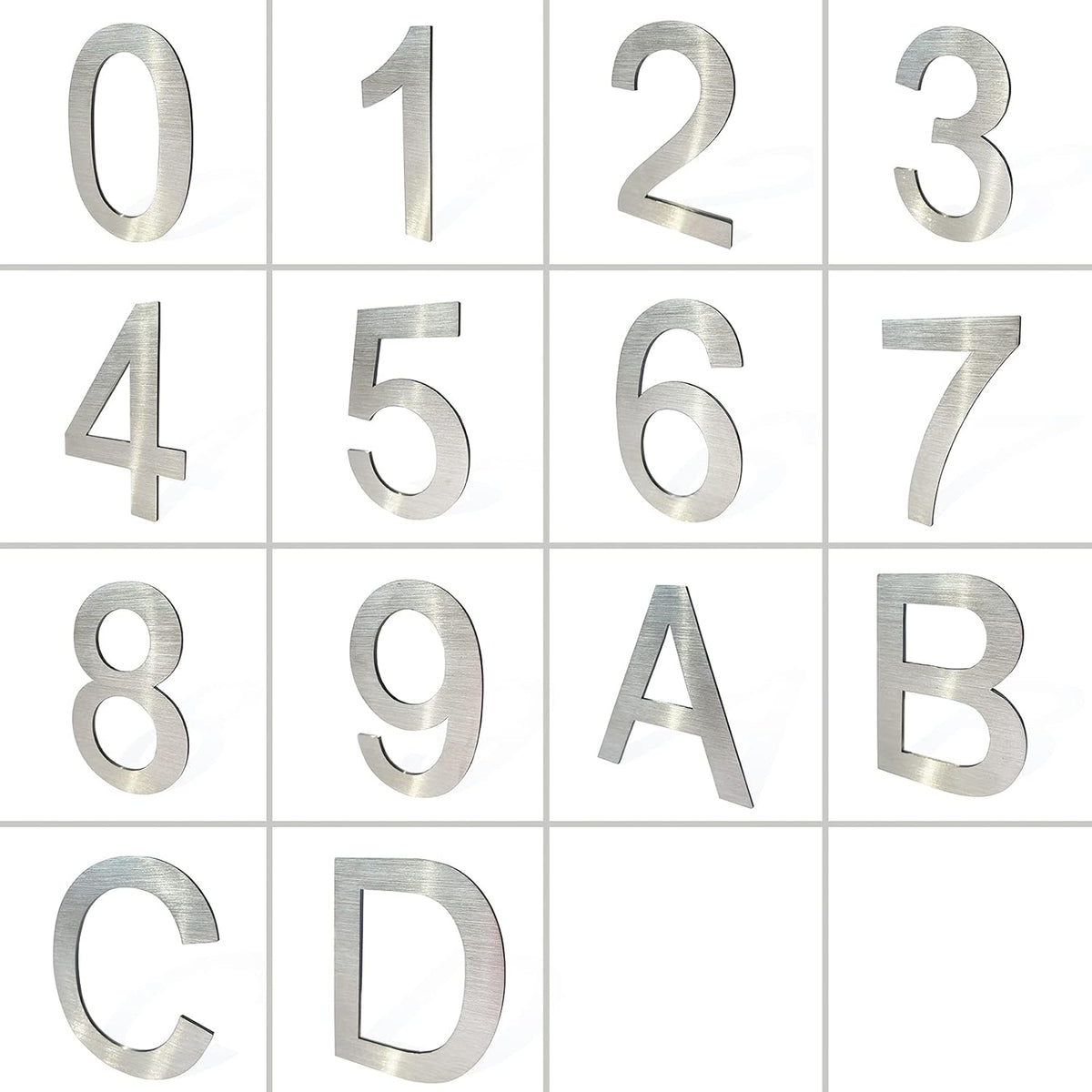 Stainless Steel House Numbers,Metal Modern House Numbers,Mailbox Decor Number,Self-adhesive house Number(3Inch-1, Silver)