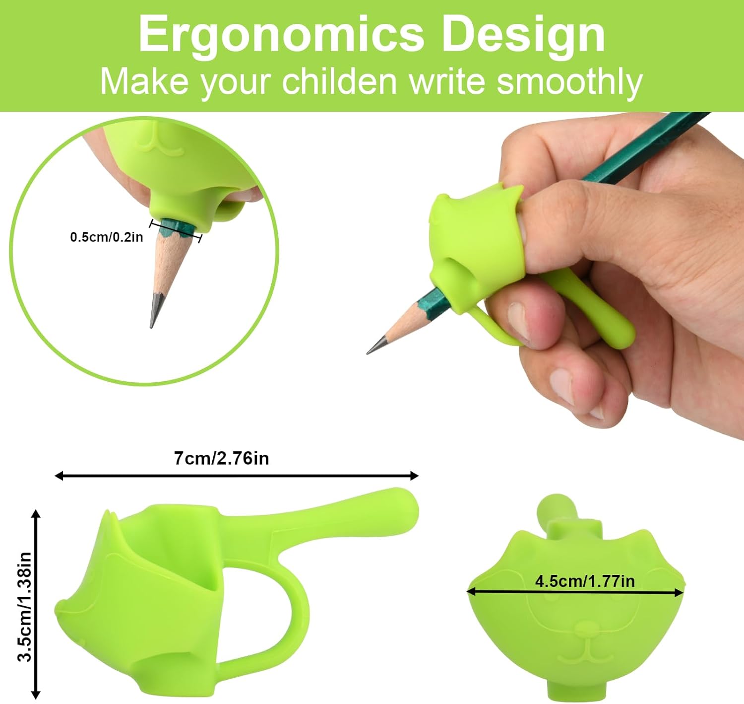 6 Pack Silicone Pencil Grips, Pencil Holder Grip Posture Correction Training, Ergonomic Pencil Grippers Holder for Writing Aid (Style B)
