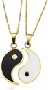 JUXINDA Yin and Yang necklace, personalized engraved stainless steel gold-plated puzzle pendant jewelry, suitable for couples necklaces with adjustable chains