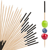 200 Pack Bamboo Toothpicks for Appetizers, 2mm 4.7 Inch Natural Bamboo Cocktail Picks for Cake Dessert Food Fruit Party Decorations (Black)