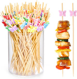 100 Pcs Fancy Toothpicks for Appetizers, 4.7 Inch Cocktail Picks for Party Decoration, Bamboo Appetizer Skewers for Charcuterie Sandwich Burgers Fruit Drinks Party (Butterfly)