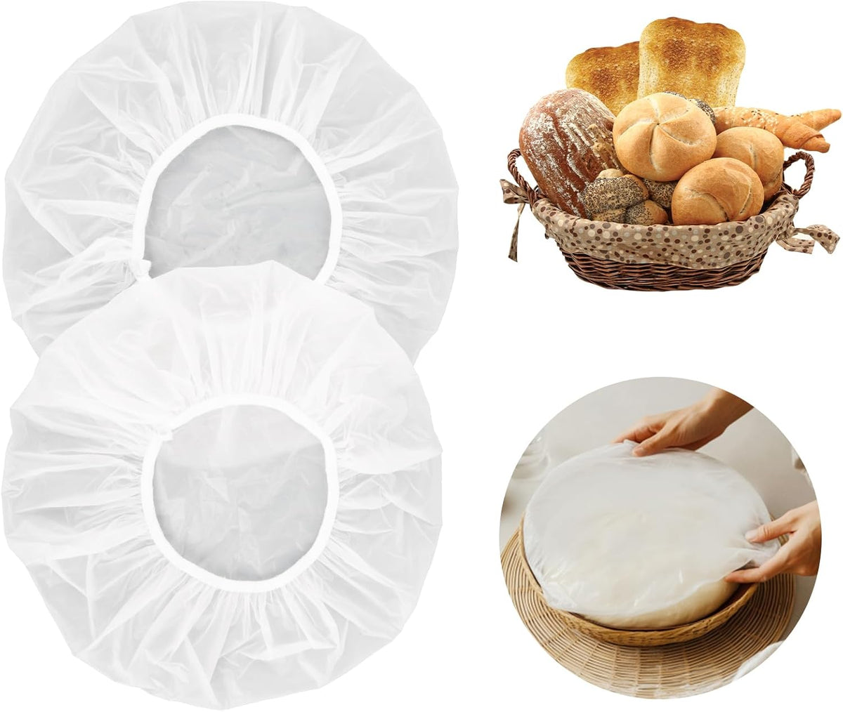 Reusable Bowl Covers for Bread Proofing 2pcs Eva Plastic Bowl Cover Stretch Elastic Food Storage Wrap Shower Caps Sourdough Rising Basket Dough Bread Baking Supplies Making Tools Accessories