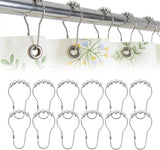 12 Shower Curtain Hooks, Suitable for Bathroom Shower rods for Rust-Proof Decorative Stainless Steel Shower Curtain Hooks, Silver