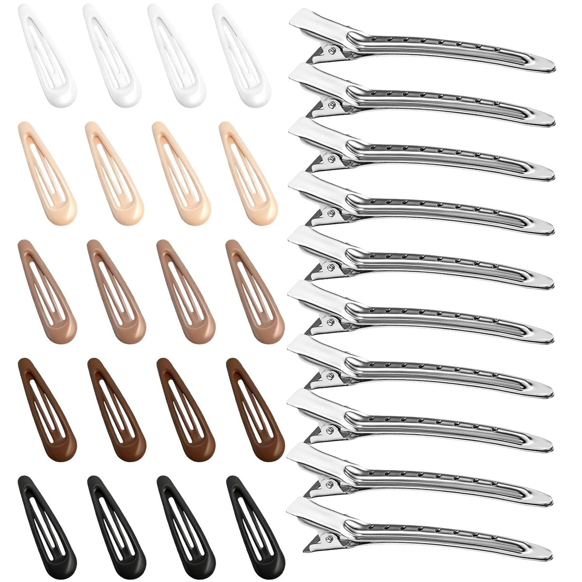30PCS Hair Clips for Women, Girls & Hair Pins: l Non-Slip 20 Mini 1.89" Snap & 10 Large 3.5" Alligator & Duckbill Sectioning Clips, Salon Styling & Kids Hairstyle Use (Multi-Color)