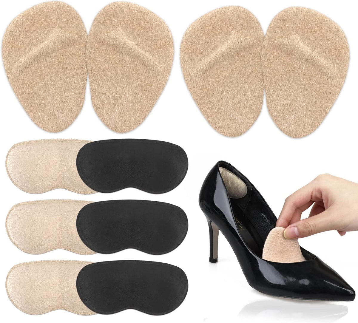 Heel Inserts for Women, 6 Pairs Heel Pads and 2 Pairs tarsal Pads Women, Ball of Foot Cushions for Women All Day Pain Relief, Heel Cushion Heel Grips Shoes Too Big Inserts