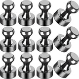 12Pcs Black Refrigerator Magnets Fridge Magnets,Small and Dainty Magnets, Metal Magnets for Fridge, Whiteboard, Office, Classroom, Map, Kitchen