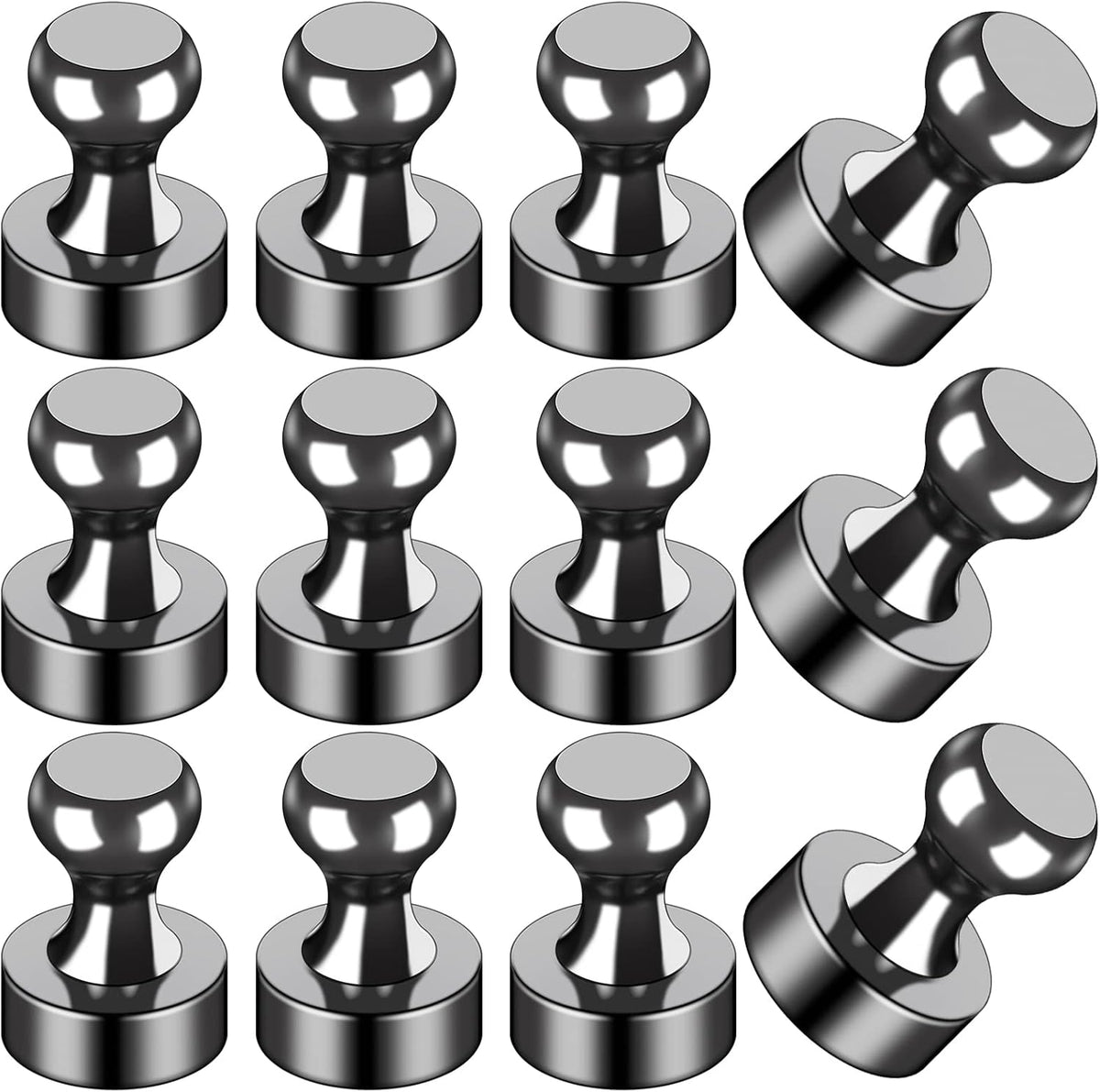 12Pcs Black Refrigerator Magnets Fridge Magnets,Small and Dainty Magnets, Metal Magnets for Fridge, Whiteboard, Office, Classroom, Map, Kitchen