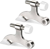 Hinge Pin Door Stopper, 2 Pcs Heavy Duty Hinge Pin Stopper, Adjustable Door Stopper with White Rubber Bumper Tips, Striking Wall Dents from Door Knobs, Silver