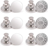12 Sets Button Pins for Jeans, No Sew Jean Buttons Replacement,Removable Adjustable Instant Extender or Reduce Any Pants Waist (Silver)