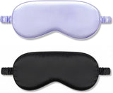 2Pack Silk Sleep Mask, Eye Mask for Sleeping,Elastic Blackout Eye Mask & Blindfold for Full Night's Sleep,Travel and Nap(Black+Purple)