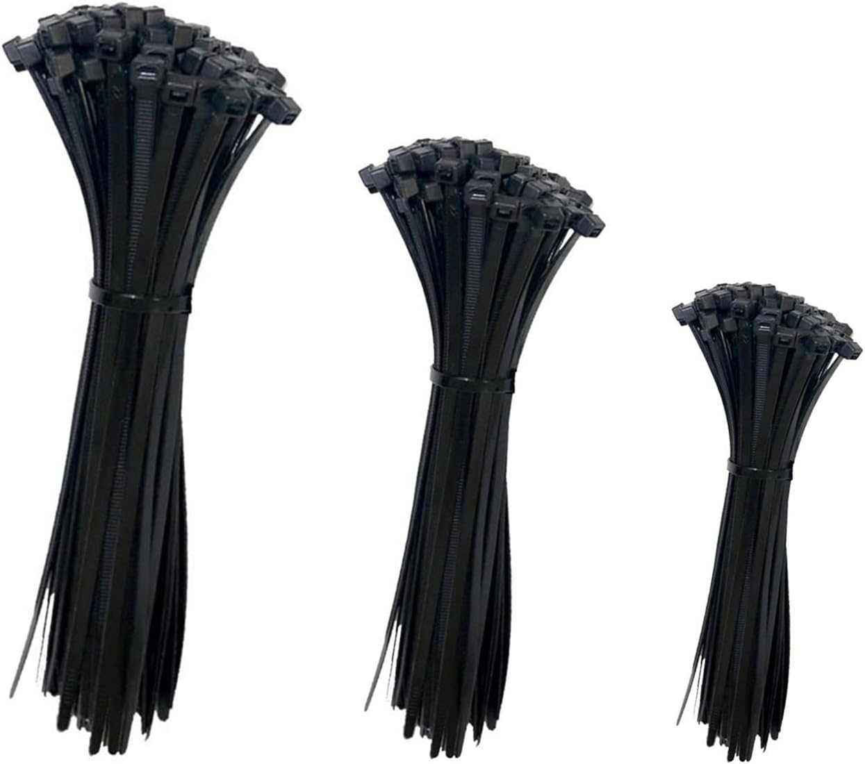 150 PCS Cable Zip Ties Heavy Duty, Self-Locking Nylon Cable Straps 4+8+12 Inch, Durable Auto-Locking Cord Wraps (Black)