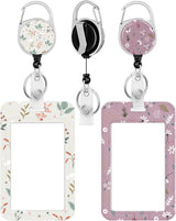 2 Pack Badge Holder and Heavy Duty Retractable Reel, ID Badge Holders with Retractable Clip for Nurse Teacher Student Office Women Men