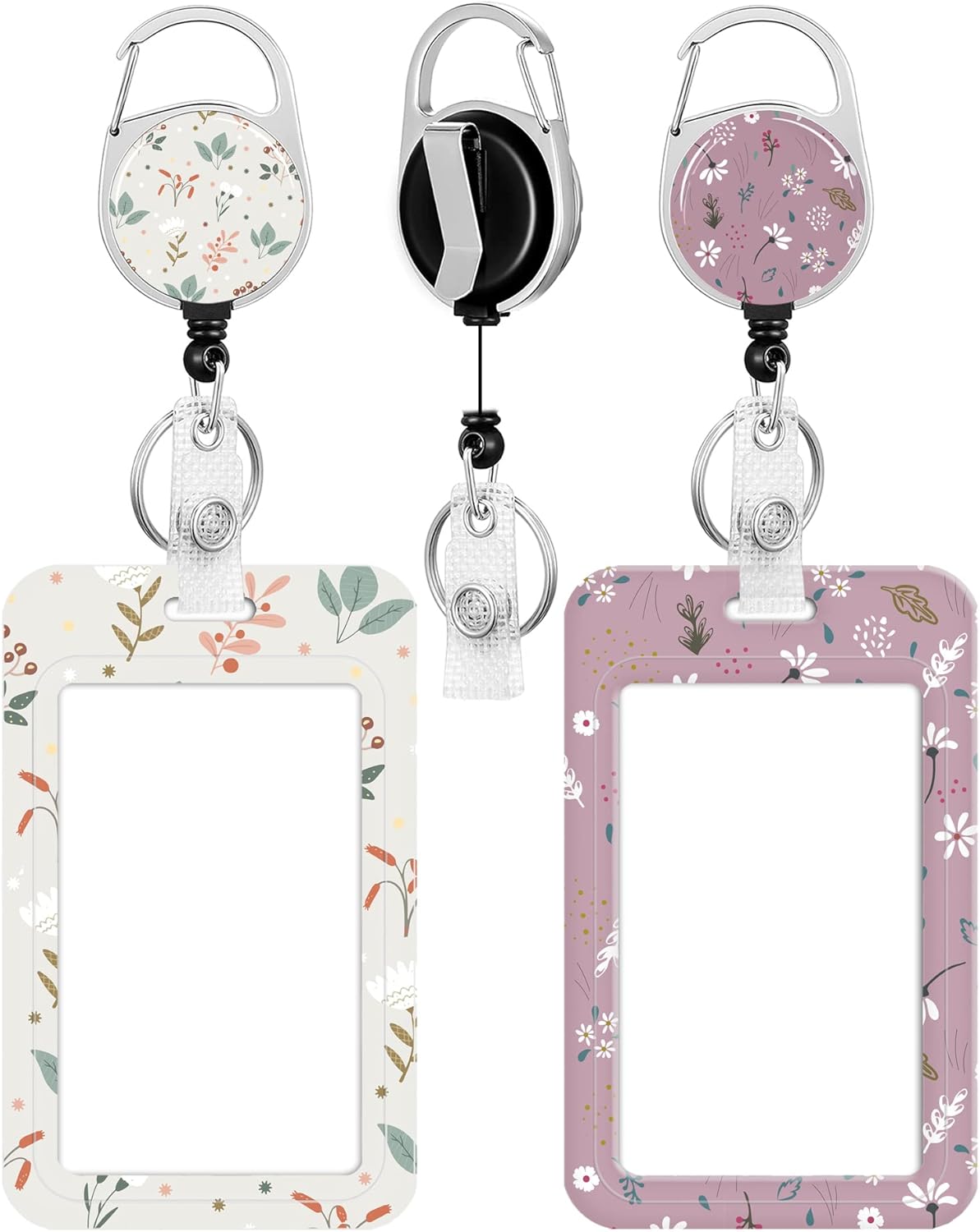 2 Pack Badge Holder and Heavy Duty Retractable Reel, ID Badge Holders with Retractable Clip for Nurse Teacher Student Office Women Men