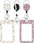 2 Pack Badge Holder and Heavy Duty Retractable Reel, ID Badge Holders with Retractable Clip for Nurse Teacher Student Office Women Men