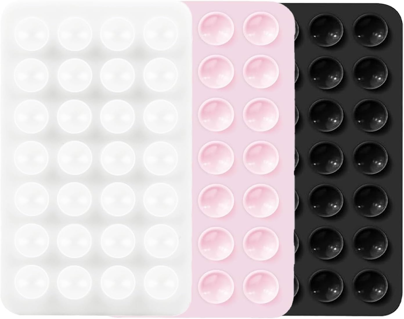 3 PCS Double Sided Phone Suction Pad,Sticky Phone Case for Wall ands-Free Fidget Toy Mirror Shower,Suction Cup Holder for Car Mobile Power Supplies (Black White Pink)