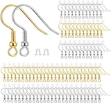 200pcs Mix Earring Hooks & Backs, Silver & Gold, 100pcs Hooks & 100pcs Backs, DIY Earring Supplies