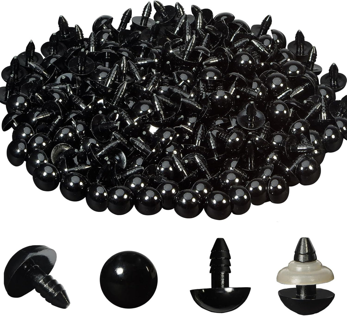 320pcs Include 160pcs 12mm Black Plastic Safety Eyes Crafts Safety Eyes with 160pcs Washers for Amigurumi Crochet Bears Stuffed Animals Doll Making