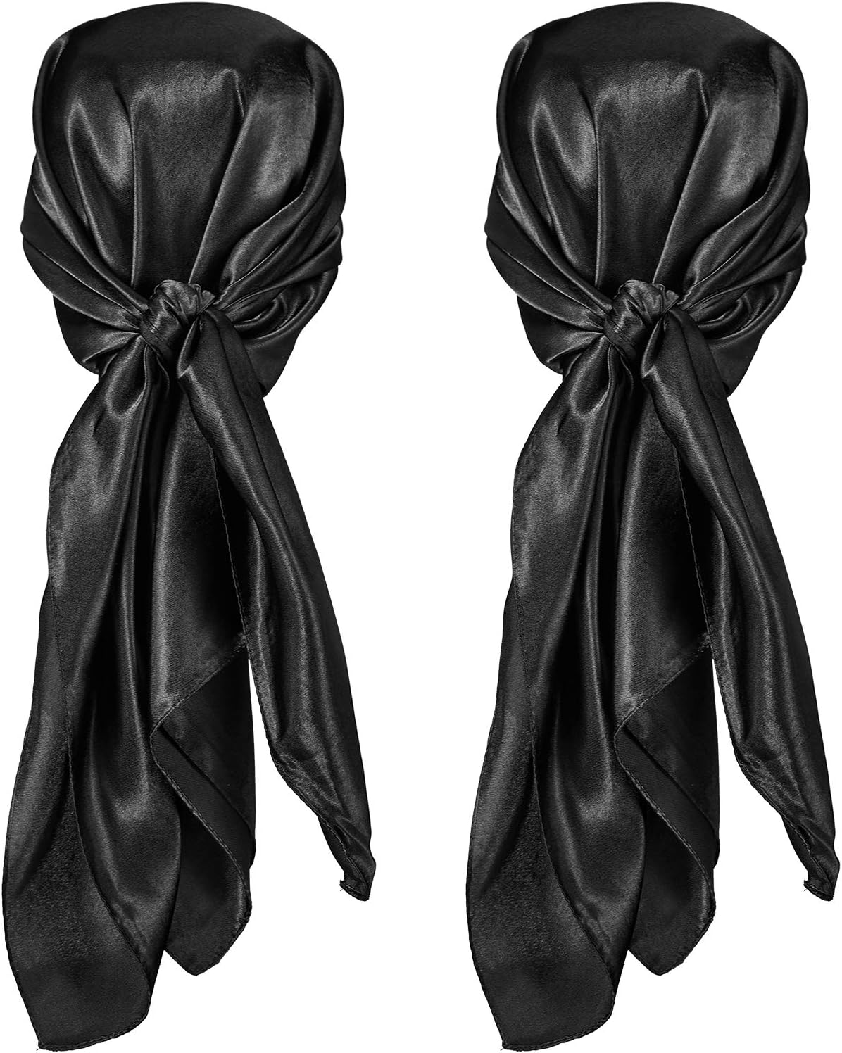 35 Inch Silky Head Scarf 2 Pcs Large Square Neck Scarf Sleeping Hair Wrapping Satin Bandana for Women