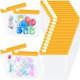 24 Pieces Pill Pouch Bags Zippered Set Reusable Translucent Medicine Organizer Sealing Travel Plastic Bags with Slide Lock for Storage(Yellow)