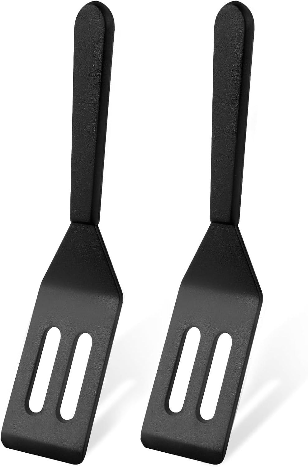 【2 Pack】 Small Spatula for Nonstick Cookware Mini Spatulas for kitchen Use,Heat-Resistant Silicone Thin Spatula Cooking Baking (Black-2)