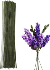 Floral Stem Wire 50pcs 22 Gauge Fake Flower Stems Green Floral Wire for Flower Arrangement Florist DIY Bouquet (Dark Green, 50 Pcs)