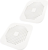 Square Drain Cover for Shower 5.7-inch TPR Drain Hair Catcher Flat Silicone Plug for Bathroom and Kitchen Filter Shower Drain Protection Flat Strainer Stopper with Suction Cups 2 Pack (White)
