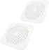 Square Drain Cover for Shower 5.7-inch TPR Drain Hair Catcher Flat Silicone Plug for Bathroom and Kitchen Filter Shower Drain Protection Flat Strainer Stopper with Suction Cups 2 Pack (White)