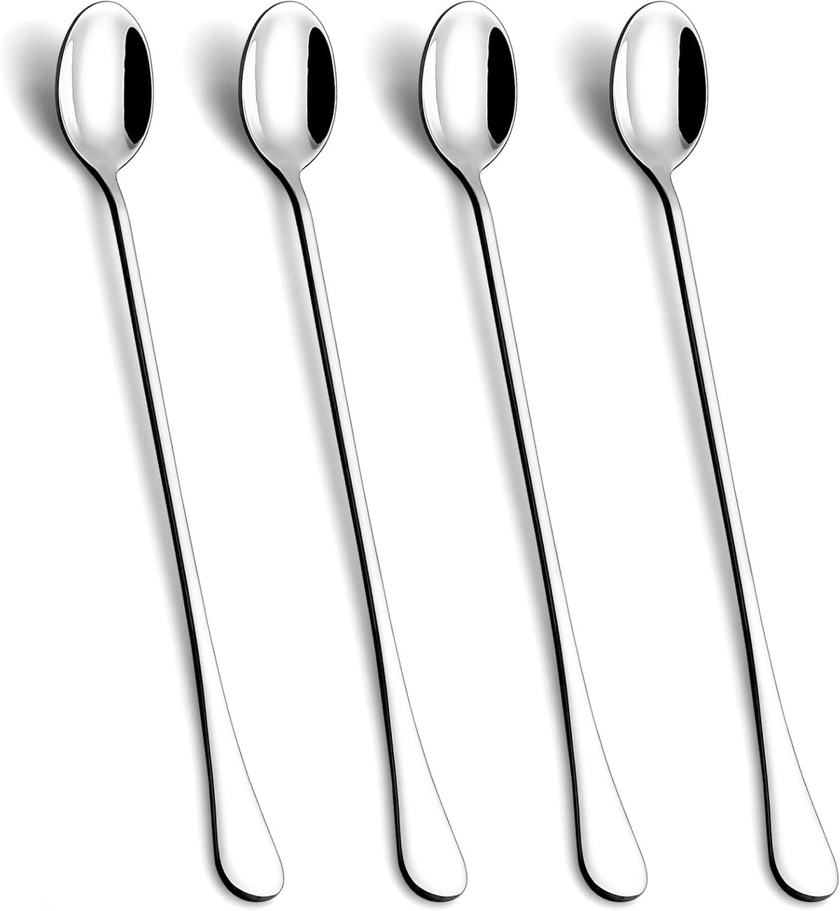9.5-Inch Long Handle Iced Tea Spoon, Coffee Spoons, Ice Cream Spoons, Stainless Steel Cocktail Stirring Spoons, Set of 4