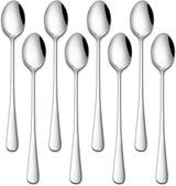 7.5 Inches Stainless Steel Iced Tea Spoons,Set Of 8 Long Stirring Spoons For Coffee,Cocktail,Ice Cream,Long Handle Iced Teaspoons,Latte Spoons For Mixing