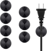 Cable Clips Cord Organizer Cable Management Wire Cord Holder 1 Slots Adhesive Wire Holder for Car Charging Accessory PC Office Home (Black, 8 pcs)