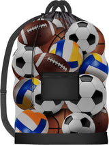 Mesh Ball Bag - Up to 15 Balls Large Capacity Sports Equipment Bag Carrier with Adjustable Strap and Drawstring Closure - For Soccer, Basketball, Volleyball